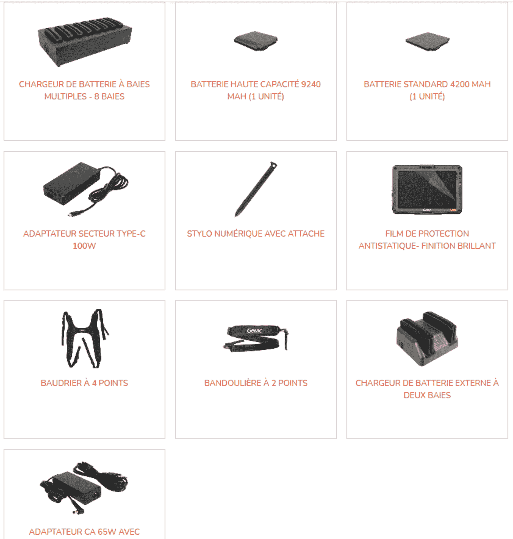 Accessoires de la tablette ATEX 10" de GETAC
