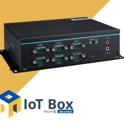 IOT-BOX-F210 PC Fanless Intel N97, 8GB DDR5, 256GB M.2, 4 x LAN, 6 x COM, HDMI + VGA, Windows 10 IoT LTSC