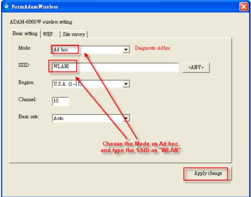 ADAM-WLAN configuration