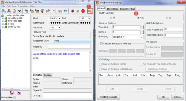 COnfig MIB pour module ADAM