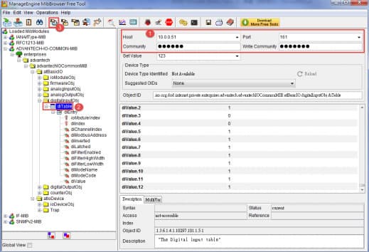 MIB Browser configuration d'un fichier MIB ADAM